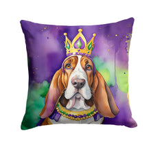 Load image into Gallery viewer, Basset Hound King of Mardi Gras Throw Pillow - 14x14 Decorative Pillow – Art for Your Home &amp; Patio