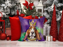 Load image into Gallery viewer, Basset Hound King of Mardi Gras Throw Pillow
