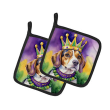 Load image into Gallery viewer, Beagle King of Mardi Gras Pot Holders - Set of 2 Decorative Kitchen Helpers | Made in the USA