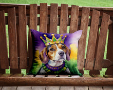 Load image into Gallery viewer, Beagle King of Mardi Gras Throw Pillow - 14x14 Decorative Pillow – Art for Your Home &amp; Patio