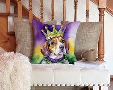 Load image into Gallery viewer, Beagle King of Mardi Gras Throw Pillow - 14x14 Decorative Pillow – Art for Your Home &amp; Patio