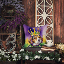 Load image into Gallery viewer, Beagle King of Mardi Gras Throw Pillow - 14x14 Decorative Pillow – Art for Your Home &amp; Patio