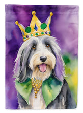 Load image into Gallery viewer, Bearded Collie King of Mardi Gras House Flag
