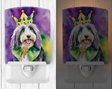 Load image into Gallery viewer, Bearded Collie King of Mardi Gras Ceramic Night Light
