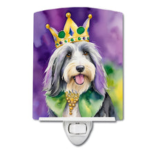 Load image into Gallery viewer, Bearded Collie King of Mardi Gras Ceramic Night Light