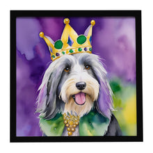 Load image into Gallery viewer, Bearded Collie King of Mardi Gras Framed Metal Print