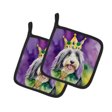 Load image into Gallery viewer, Bearded Collie King of Mardi Gras Pot Holders - Set of 2 Decorative Kitchen Helpers | Made in the USA