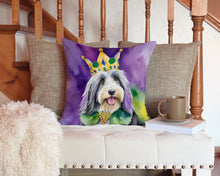 Load image into Gallery viewer, Bearded Collie King of Mardi Gras Throw Pillow - 14x14 Decorative Pillow – Art for Your Home &amp; Patio