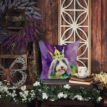 Load image into Gallery viewer, Bearded Collie King of Mardi Gras Throw Pillow - 14x14 Decorative Pillow – Art for Your Home &amp; Patio