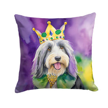 Load image into Gallery viewer, Bearded Collie King of Mardi Gras Throw Pillow - 14x14 Decorative Pillow – Art for Your Home &amp; Patio