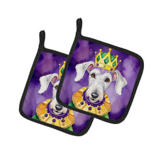 Load image into Gallery viewer, Bedlington Terrier King of Mardi Gras Pot Holders - Set of 2 Decorative Kitchen Helpers | Made in the USA