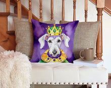 Load image into Gallery viewer, Bedlington Terrier King of Mardi Gras Throw Pillow - 14x14 Decorative Pillow – Art for Your Home &amp; Patio
