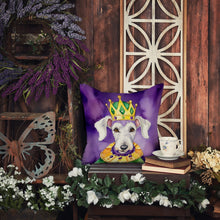 Load image into Gallery viewer, Bedlington Terrier King of Mardi Gras Throw Pillow - 14x14 Decorative Pillow – Art for Your Home &amp; Patio