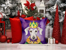 Load image into Gallery viewer, Bedlington Terrier King of Mardi Gras Throw Pillow - 14x14 Decorative Pillow – Art for Your Home &amp; Patio