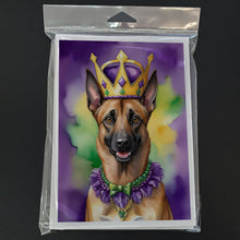 Load image into Gallery viewer, Belgian Malinois King of Mardi Gras Greeting Cards - Blank Note Cards – 8-Pack of Artist-Designed Cards with Envelopes