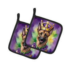 Load image into Gallery viewer, Belgian Malinois King of Mardi Gras Pot Holders - Set of 2 Decorative Kitchen Helpers | Made in the USA