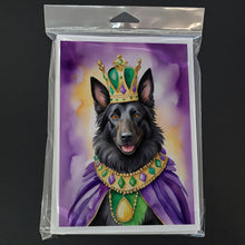Load image into Gallery viewer, Belgian Sheepdog King of Mardi Gras Greeting Cards - Blank Note Cards – 8-Pack of Artist-Designed Cards with Envelopes
