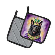 Load image into Gallery viewer, Belgian Sheepdog King of Mardi Gras Pot Holders - Set of 2 Decorative Kitchen Helpers | Made in the USA