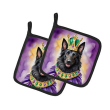 Load image into Gallery viewer, Belgian Sheepdog King of Mardi Gras Pot Holders - Set of 2 Decorative Kitchen Helpers | Made in the USA