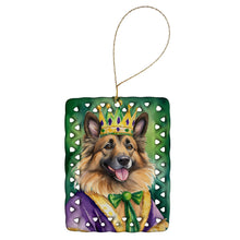 Load image into Gallery viewer, Belgian Tervuren King of Mardi Gras Porcelain Ornament