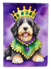 Load image into Gallery viewer, Bernedoodle King of Mardi Gras House Flag