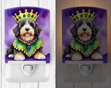 Load image into Gallery viewer, Bernedoodle King of Mardi Gras Ceramic Night Light