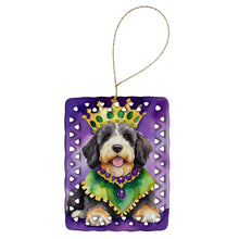 Load image into Gallery viewer, Bernedoodle King of Mardi Gras Porcelain Ornament