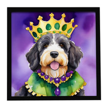 Load image into Gallery viewer, Bernedoodle King of Mardi Gras Framed Metal Print