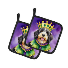 Load image into Gallery viewer, Bernedoodle King of Mardi Gras Pot Holders - Set of 2 Decorative Kitchen Helpers | Made in the USA
