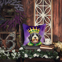 Load image into Gallery viewer, Bernedoodle King of Mardi Gras Throw Pillow