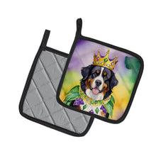 Load image into Gallery viewer, Bernese Mountain Dog King of Mardi Gras Pot Holders - Set of 2 Decorative Kitchen Helpers | Made in the USA