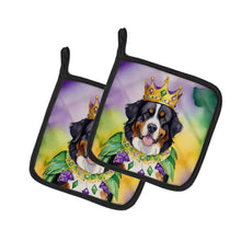 Load image into Gallery viewer, Bernese Mountain Dog King of Mardi Gras Pot Holders - Set of 2 Decorative Kitchen Helpers | Made in the USA