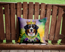 Load image into Gallery viewer, Bernese Mountain Dog King of Mardi Gras Throw Pillow - 14x14 Decorative Pillow – Art for Your Home &amp; Patio