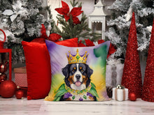 Load image into Gallery viewer, Bernese Mountain Dog King of Mardi Gras Throw Pillow - 14x14 Decorative Pillow – Art for Your Home &amp; Patio