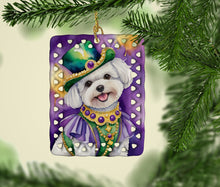 Load image into Gallery viewer, Bichon Frise King of Mardi Gras Porcelain Ornament