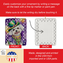 Load image into Gallery viewer, Bichon Frise King of Mardi Gras Porcelain Ornament