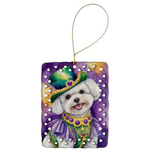 Load image into Gallery viewer, Bichon Frise King of Mardi Gras Porcelain Ornament