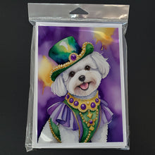 Load image into Gallery viewer, Bichon Frise King of Mardi Gras Greeting Cards - Blank Note Cards – 8-Pack of Artist-Designed Cards with Envelopes