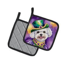 Load image into Gallery viewer, Bichon Frise King of Mardi Gras Pot Holders - Set of 2 Decorative Kitchen Helpers | Made in the USA