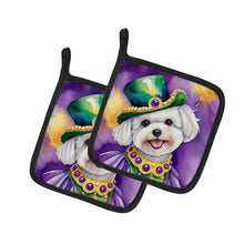 Load image into Gallery viewer, Bichon Frise King of Mardi Gras Pot Holders - Set of 2 Decorative Kitchen Helpers | Made in the USA