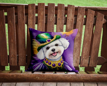 Load image into Gallery viewer, Bichon Frise King of Mardi Gras Throw Pillow - 14x14 Decorative Pillow – Art for Your Home &amp; Patio