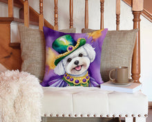 Load image into Gallery viewer, Bichon Frise King of Mardi Gras Throw Pillow - 14x14 Decorative Pillow – Art for Your Home &amp; Patio
