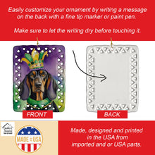 Load image into Gallery viewer, Black and Tan Coonhound King of Mardi Gras Porcelain Ornament