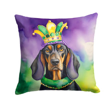 Load image into Gallery viewer, Black and Tan Coonhound King of Mardi Gras Throw Pillow