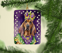 Load image into Gallery viewer, Bloodhound King of Mardi Gras Porcelain Ornament