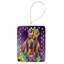 Load image into Gallery viewer, Bloodhound King of Mardi Gras Porcelain Ornament