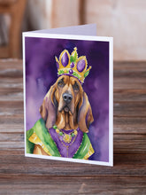 Load image into Gallery viewer, Bloodhound King of Mardi Gras Greeting Cards - Blank Note Cards – 8-Pack of Artist-Designed Cards with Envelopes