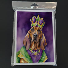 Load image into Gallery viewer, Bloodhound King of Mardi Gras Greeting Cards - Blank Note Cards – 8-Pack of Artist-Designed Cards with Envelopes