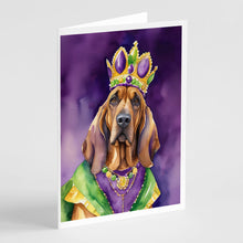 Load image into Gallery viewer, Bloodhound King of Mardi Gras Greeting Cards - Blank Note Cards – 8-Pack of Artist-Designed Cards with Envelopes