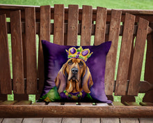 Load image into Gallery viewer, Bloodhound King of Mardi Gras Throw Pillow - 14x14 Decorative Pillow – Art for Your Home &amp; Patio